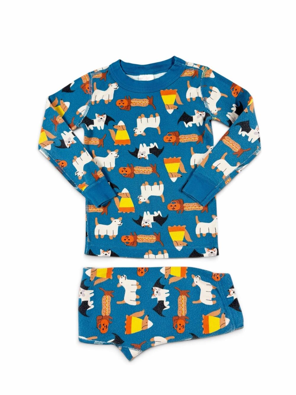 Hanna Andersson Halloween Dogs Long John Pajama Set Blue Size 4